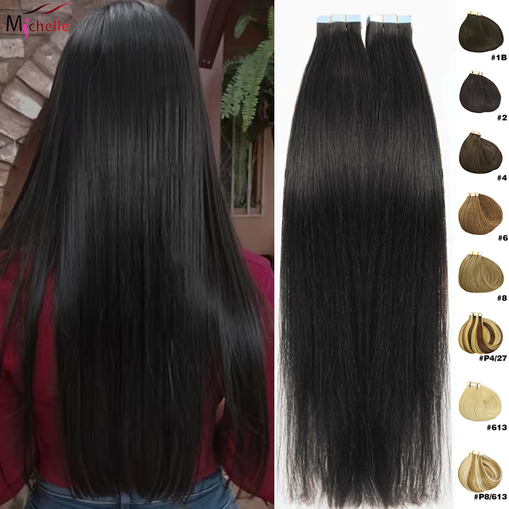 Invisible Tape In Extensions Real Hair - Tape in Hair Extensions Straight Human