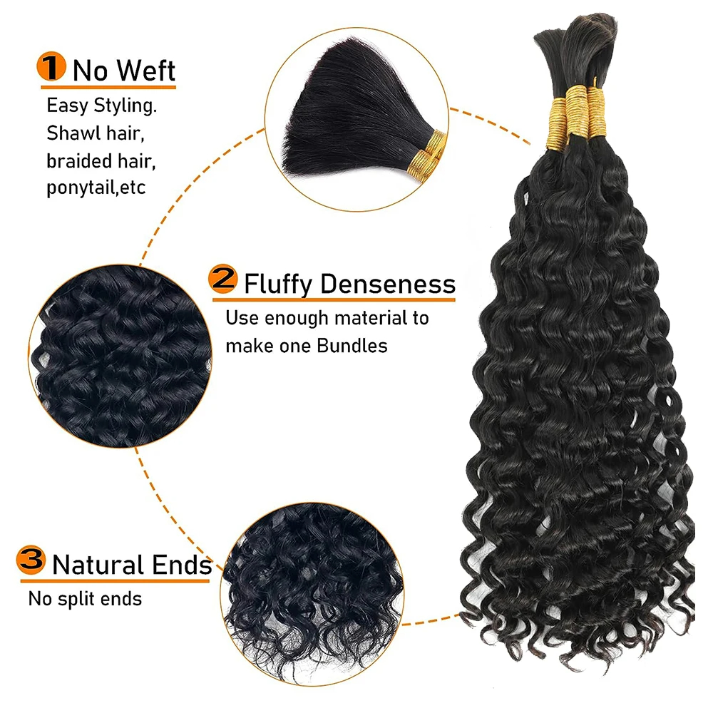 Water Wave Human Braiding Hair - Water Wave Bulk Human Hair For Braiding 评论和价格