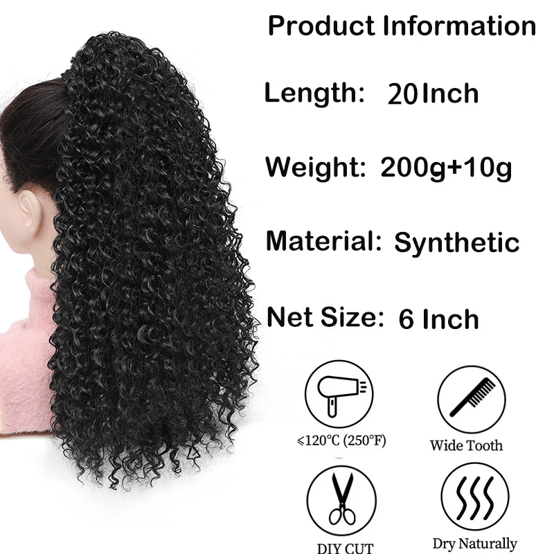 Long Curly Drawstring Ponytail - Drawstring Afro Curly Puff Ponytail 评论和价格