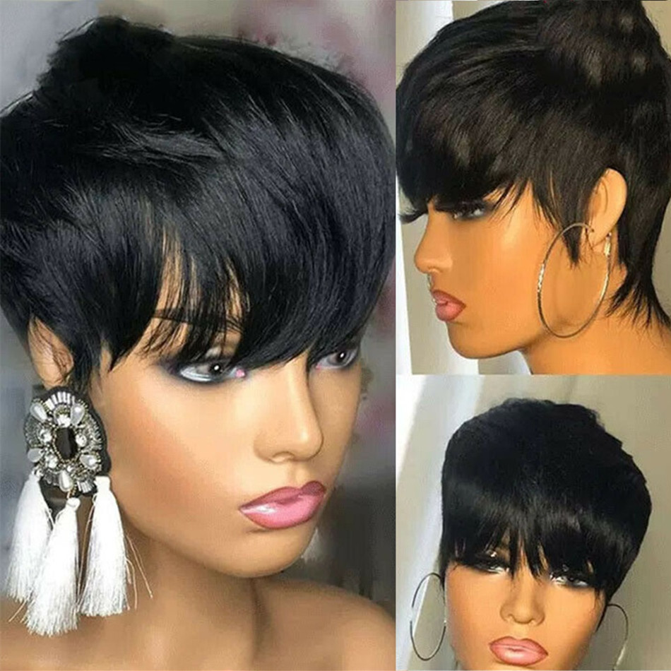 Short Human Hair Wigs Pixie Cu - Short Pixie Cut Wig Human Hair Cheap 评论和价格
