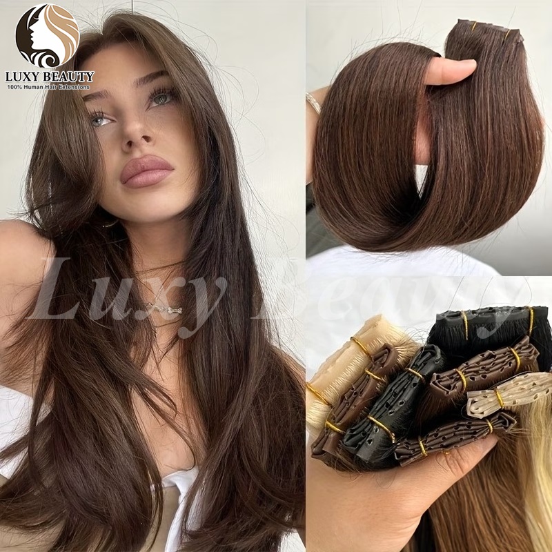 Brown Butterfly Hole Weft Hair - Invisible Tape In Extensions Real Hair 评论和价格