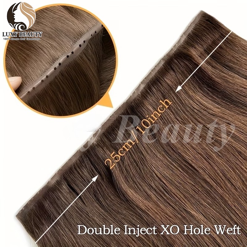 Brown Butterfly Hole Weft Hair - Invisible Tape In Extensions Real Hair 评论和价格