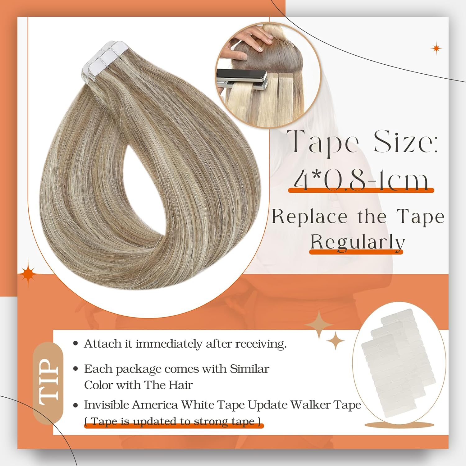 Full Shine Tape In Human Hair  - Invisible Tape In Extensions Real Hair 评论和价格
