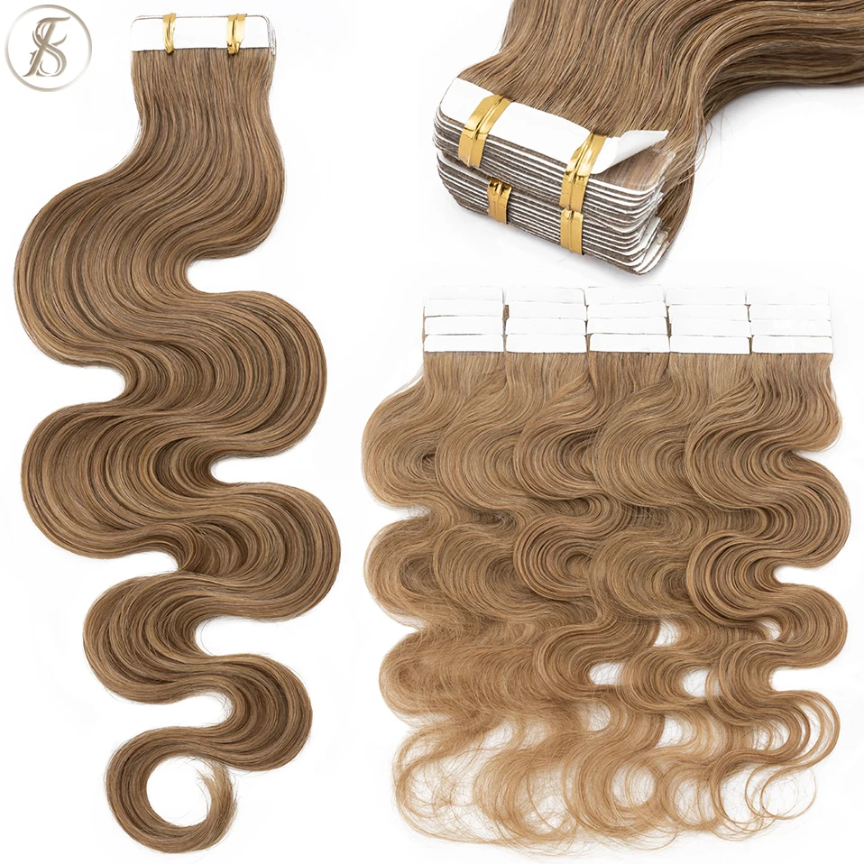 TESS 20pcs Wavy Tape In Human  - Invisible Tape In Extensions Real Hair 评论和价格