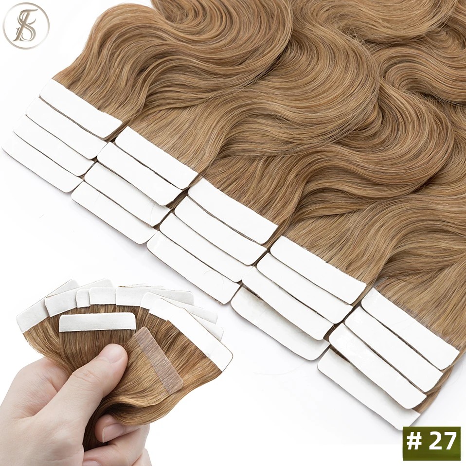 TESS 20pcs Wavy Tape In Human  - Invisible Tape In Extensions Real Hair 评论和价格