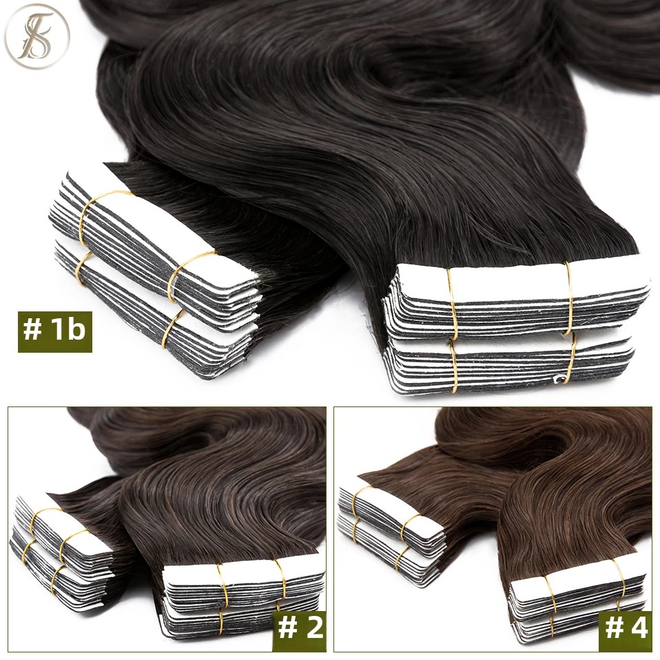 TESS 20pcs Wavy Tape In Human  - Invisible Tape In Extensions Real Hair 评论和价格
