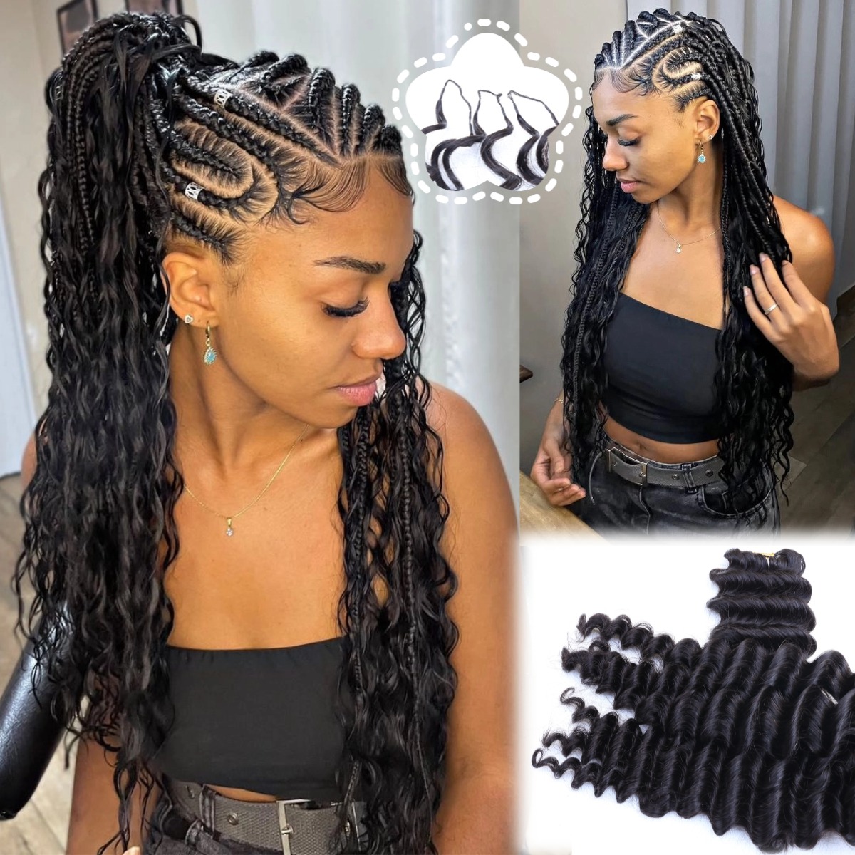 Natural Black Deep Wave Feathe - Hair Bundles 评论和价格