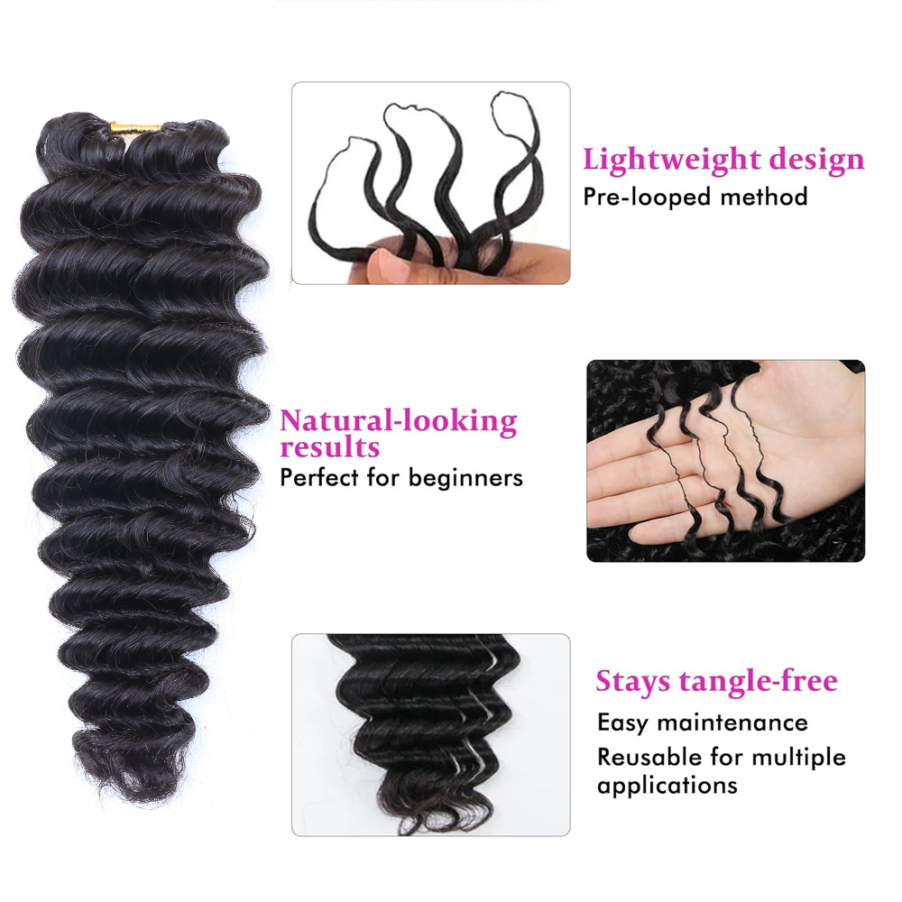 Natural Black Deep Wave Feathe - Hair Bundles 评论和价格