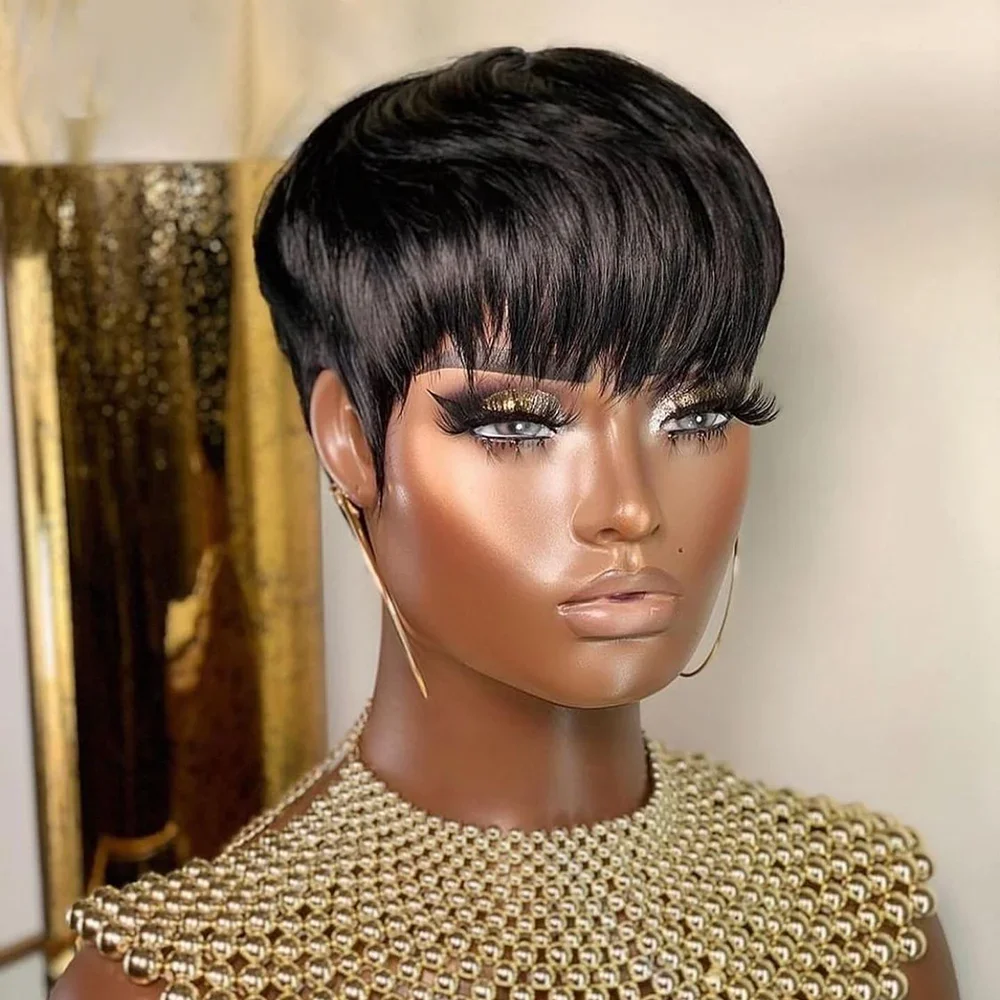 Short Straight Bob Wig Pixie C - Short Pixie Cut Wig Human Hair Cheap 评论和价格
