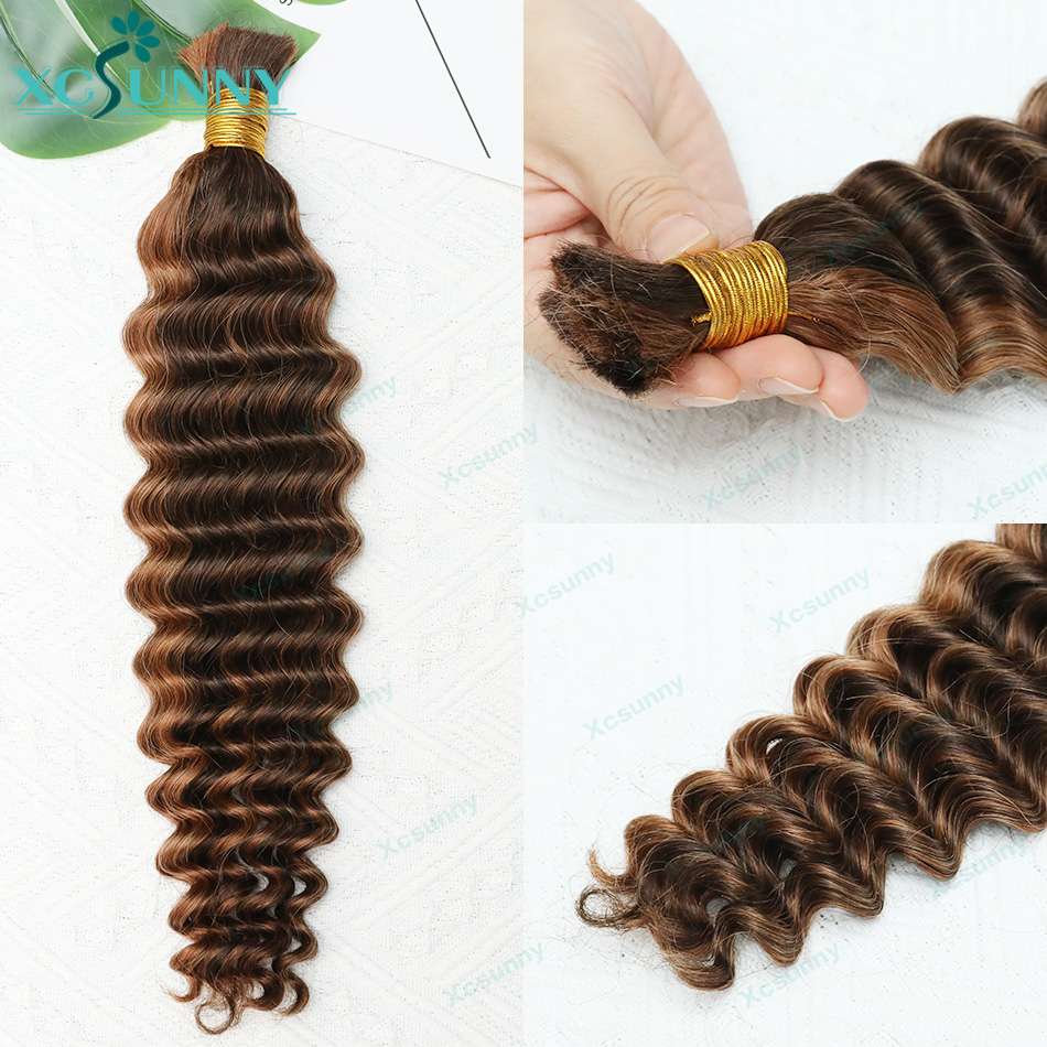 Color #4/30 Boho Braids Human  - Water Wave Bulk Human Hair For Braiding 评论和价格