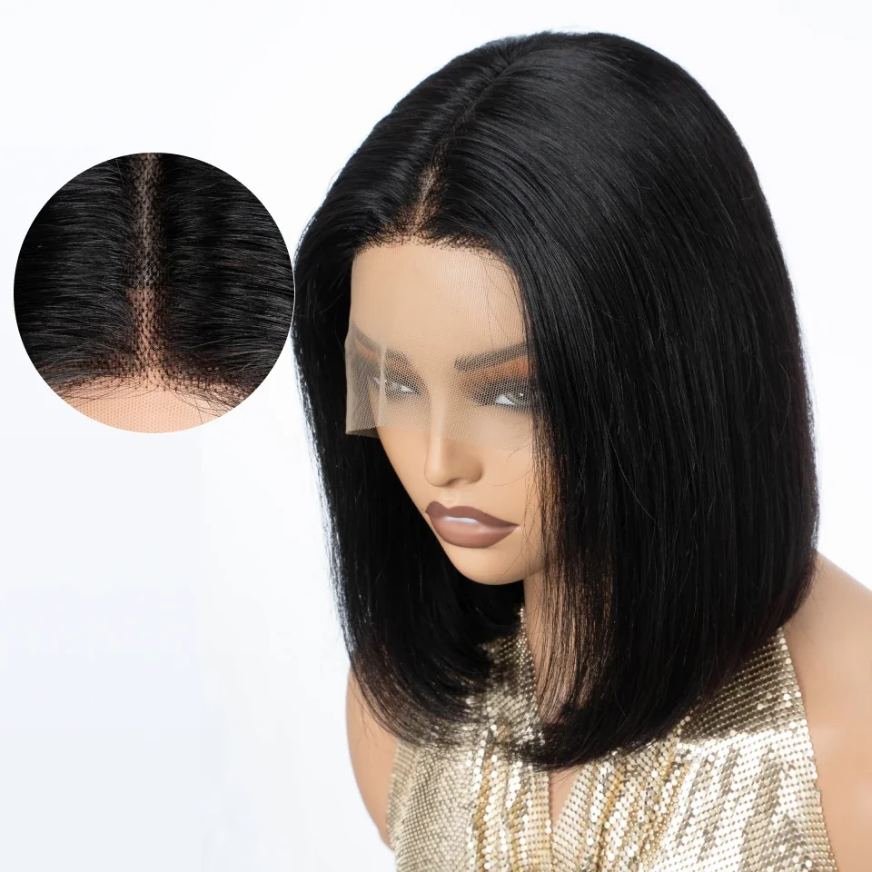 Straight Short Bob Wigs Human  - Glueless Wear And Go Human Hair Wig 评论和价格
