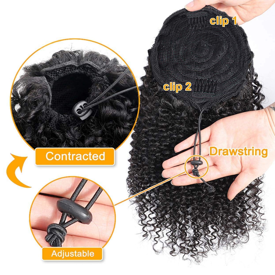 Ponytail Human Hair Afro Kinky - Seamless Clip In Hair Extensions Human Hair 评论和价格
