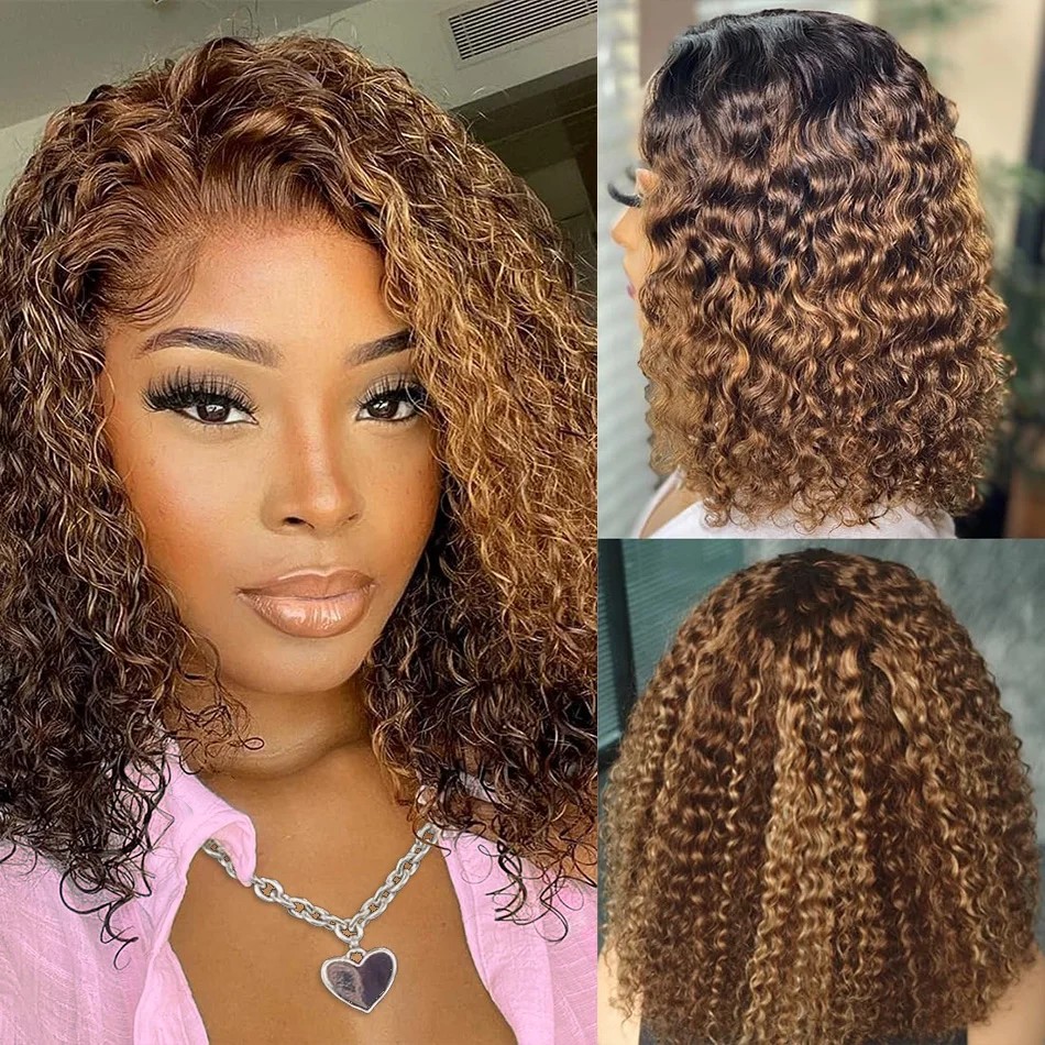 P4/27 Highlight Curly Short Bo - Glueless Wear And Go Human Hair Wig 评论和价格