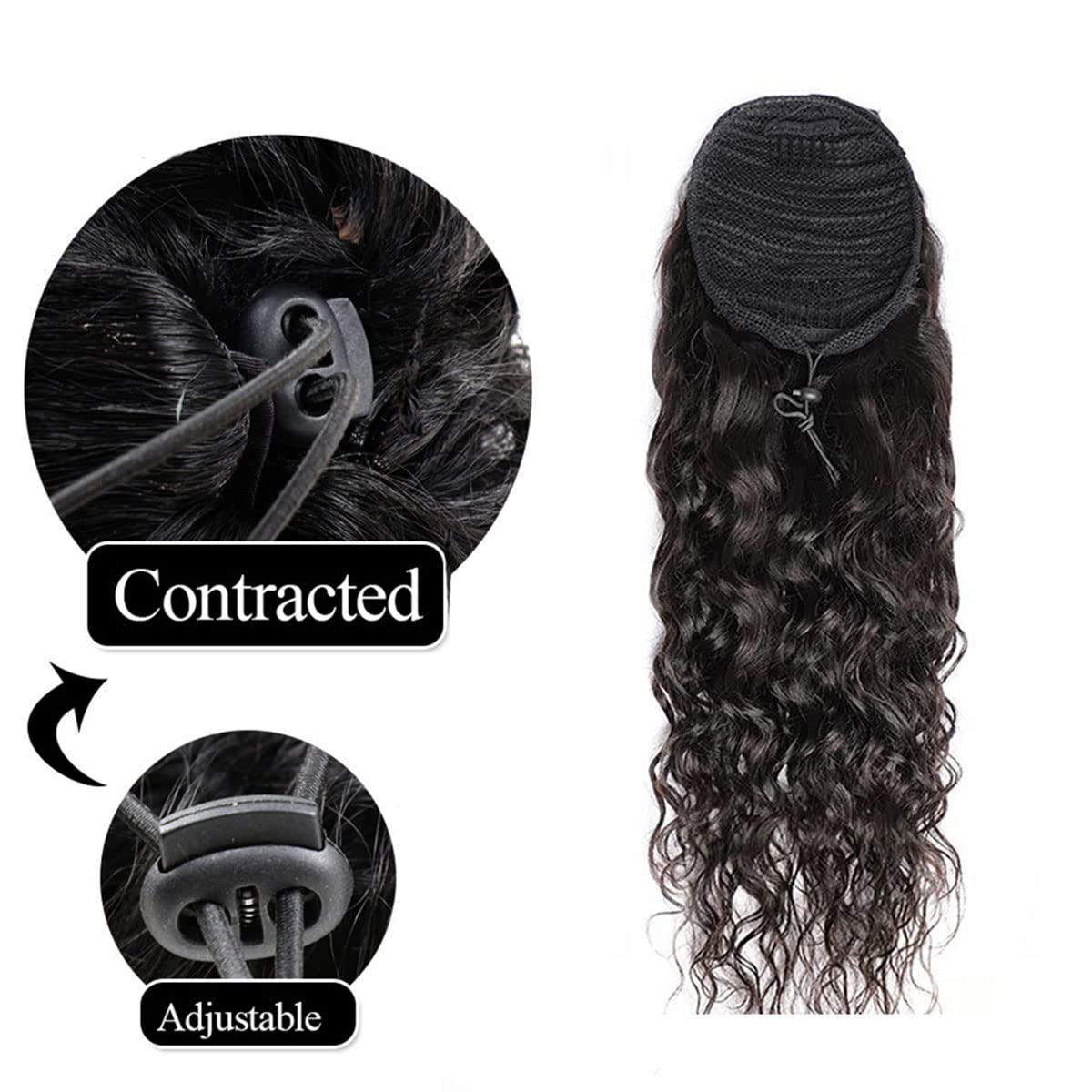 Water Wave Ponytail Human Hair - Seamless Clip In Hair Extensions Human Hair 评论和价格