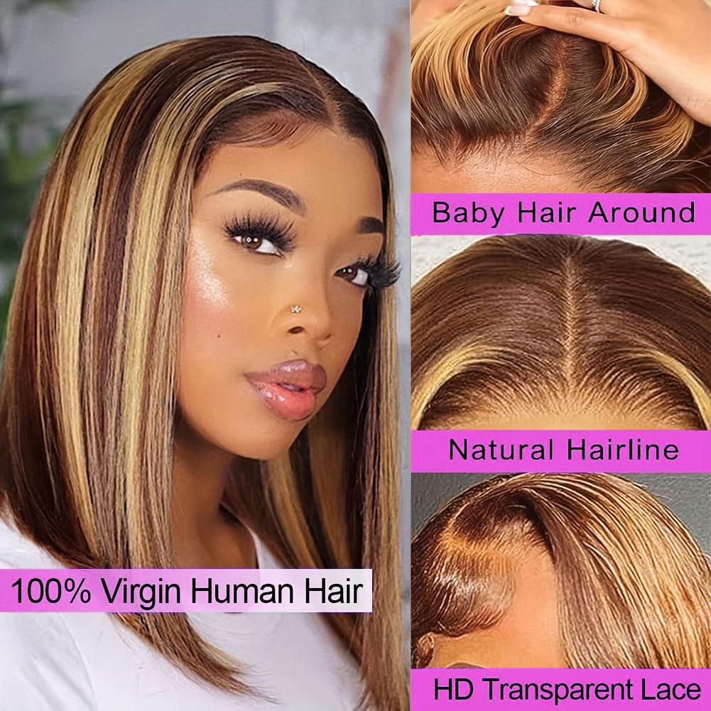 Straight Short Bob Wig Human H - Glueless Wear And Go Human Hair Wig 评论和价格