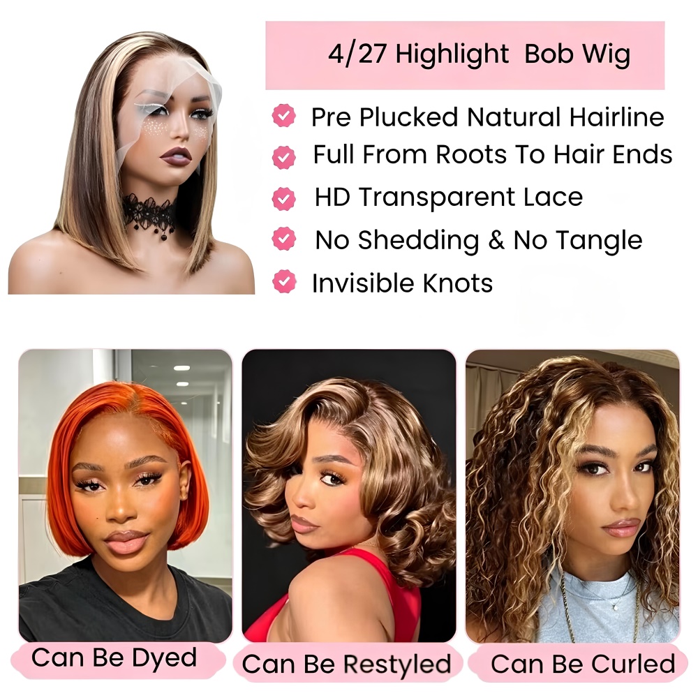 Honey Blonde Bob Wigs Human Ha - Glueless Wear And Go Human Hair Wig 评论和价格