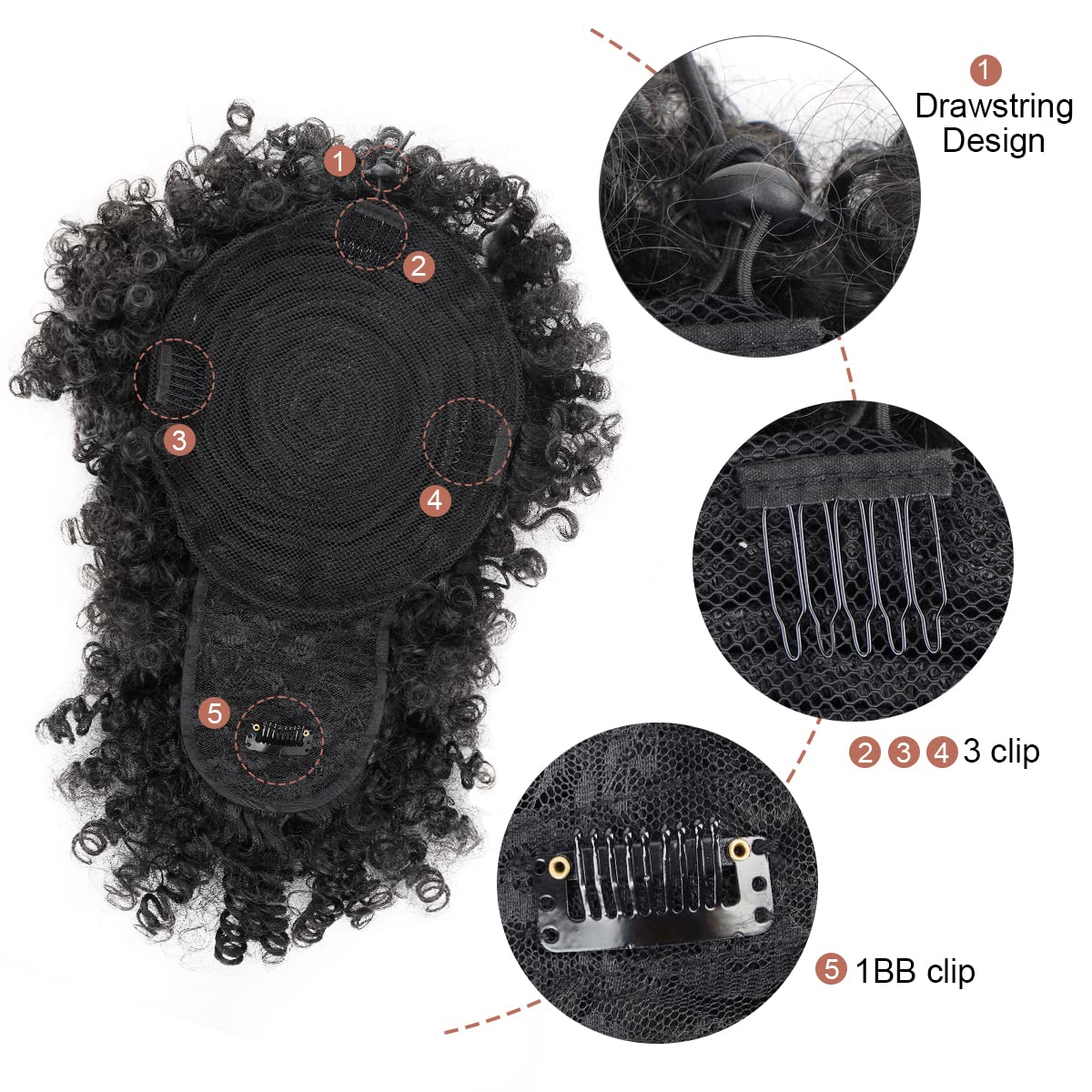 Afro Puff Synthetic Drawstring - Drawstring Afro Curly Puff Ponytail 评论和价格