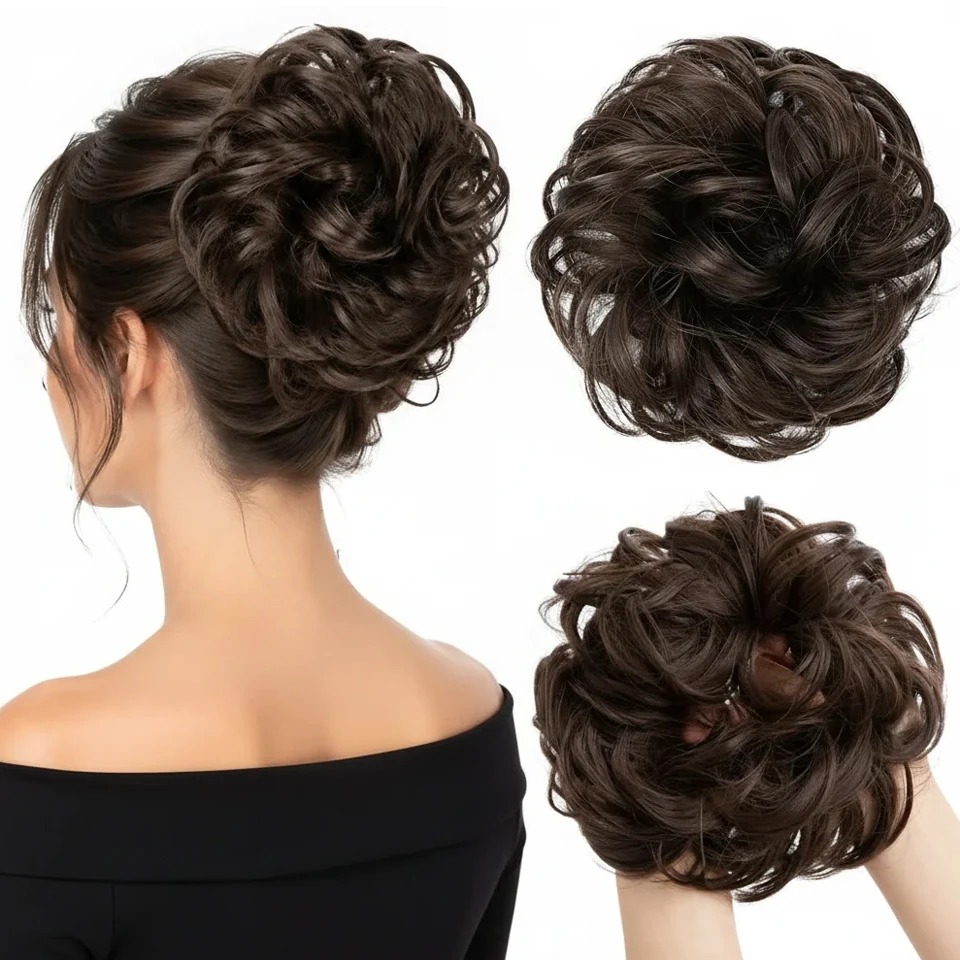 Elegant Curly Wave Messy Bun H - Claw Clip Messy Bun Hair Piece 评论和价格
