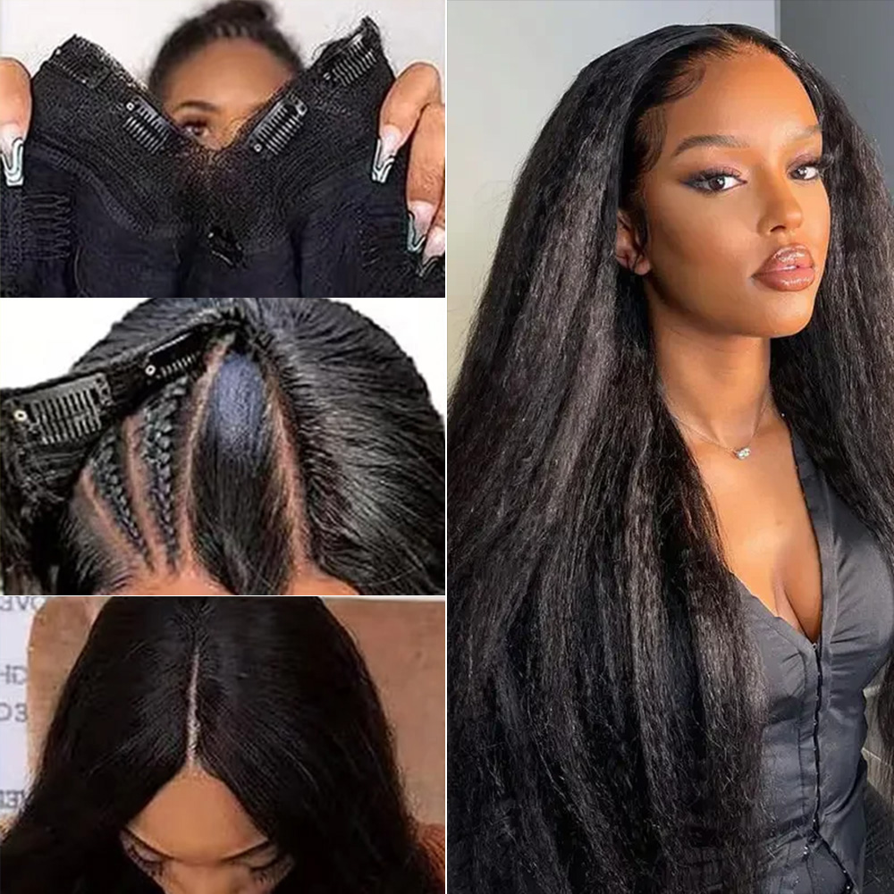 Kinky Yaki Straight Human Hair - Glueless Wear And Go Human Hair Wig 评论和价格