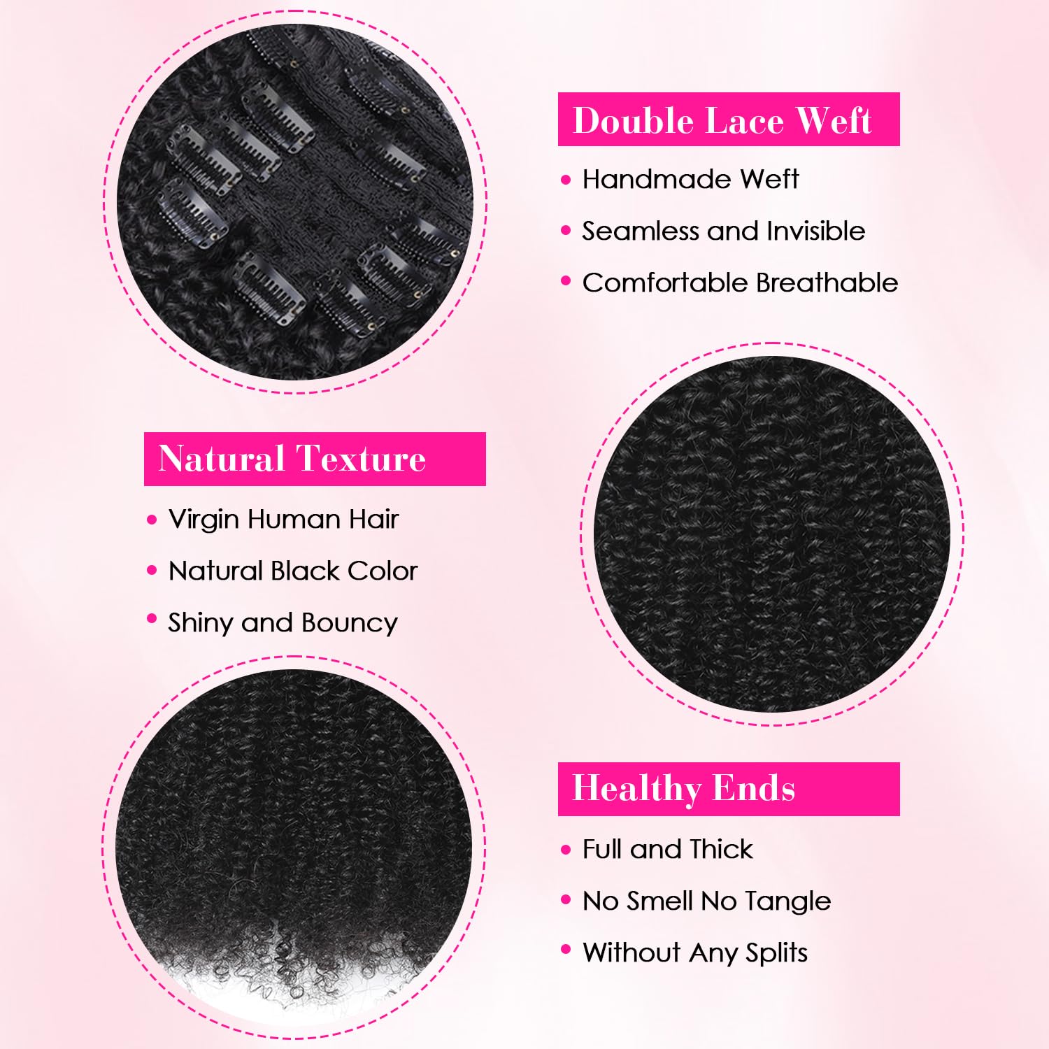 Afro Curly Clip-In Human Remy  - Seamless Clip In Hair Extensions Human Hair 评论和价格