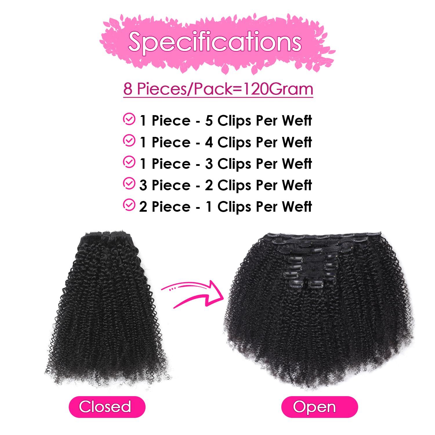Afro Curly Clip-In Human Remy  - Seamless Clip In Hair Extensions Human Hair 评论和价格