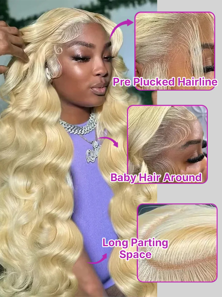 30 40 Inches 613 Honey Blonde  - 613 Blonde Body Wave Lace Front Wig 评论和价格