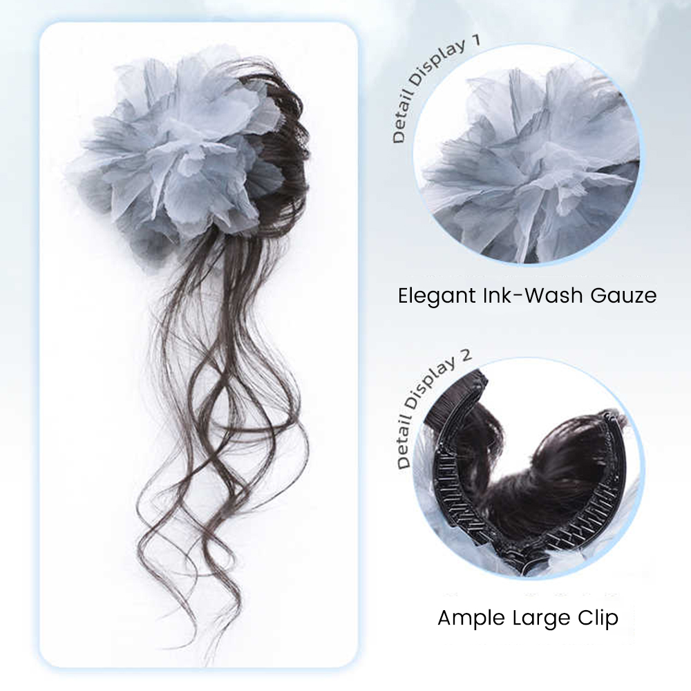 Synthetic Short Wavy Curly Flo - Claw Clip Messy Bun Hair Piece 评论和价格