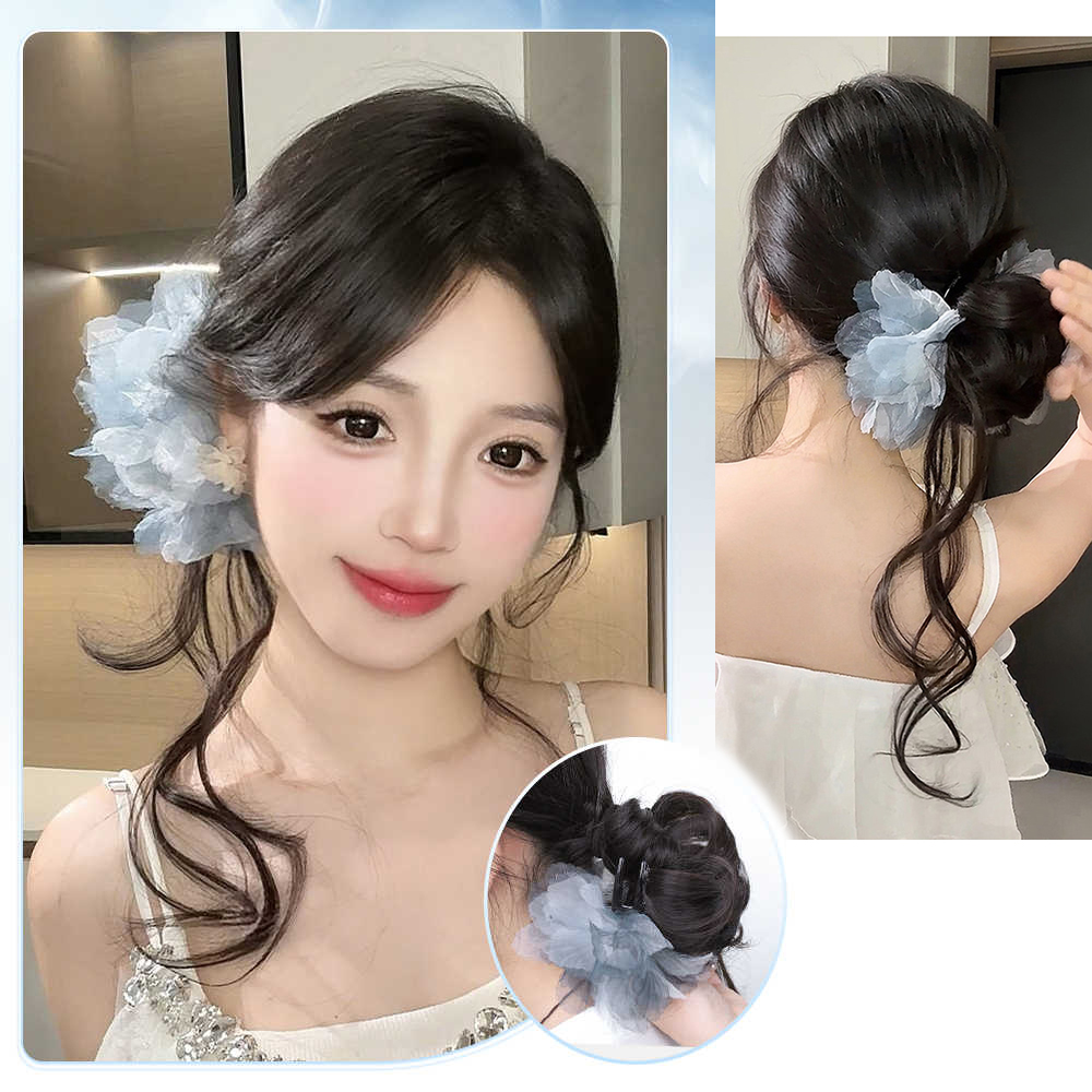 Synthetic Short Wavy Curly Flo - Claw Clip Messy Bun Hair Piece 评论和价格