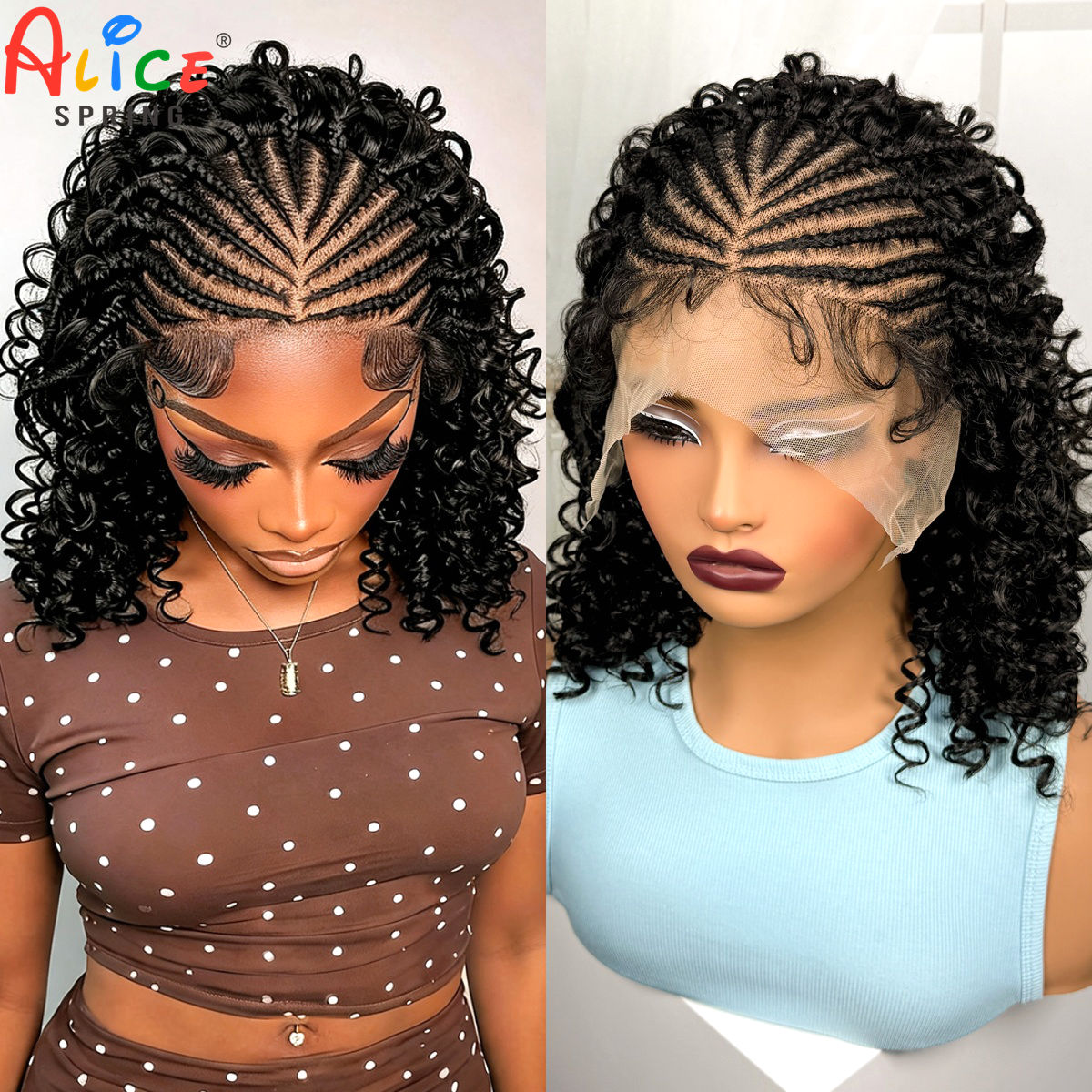 16Inch Natural Cornrow Braided - Synthetic Braided Wigs For Black Women 评论和价格