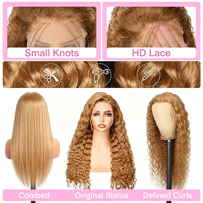 34 38Inch Honey Blonde Wig Hum - Hd Lace Frontal Wig Human Hair Pre Plucked 评论和价格