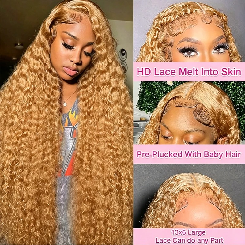 34 38Inch Honey Blonde Wig Hum - Hd Lace Frontal Wig Human Hair Pre Plucked 评论和价格