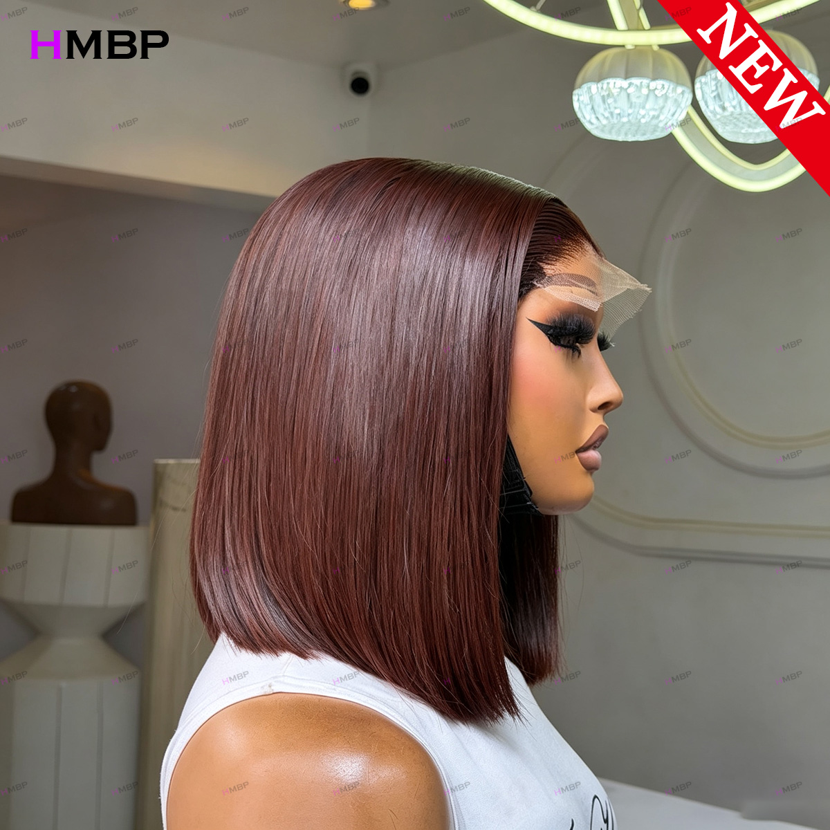 #33 Dark Auburn Straight Bob W - Glueless Wear And Go Human Hair Wig 评论和价格