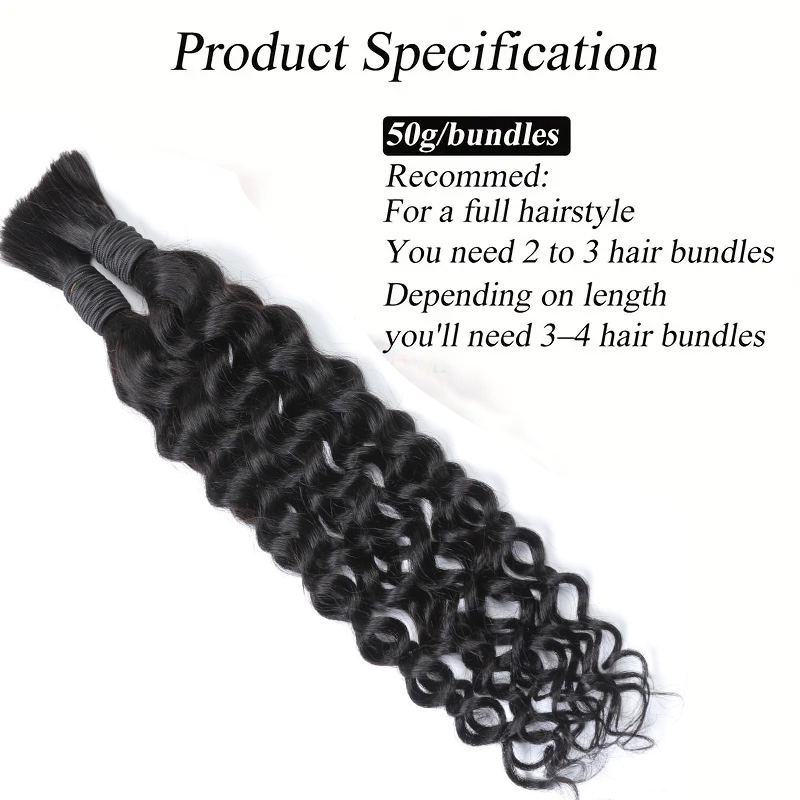 Boho Water Wave Human Hair for - Water Wave Bulk Human Hair For Braiding 评论和价格
