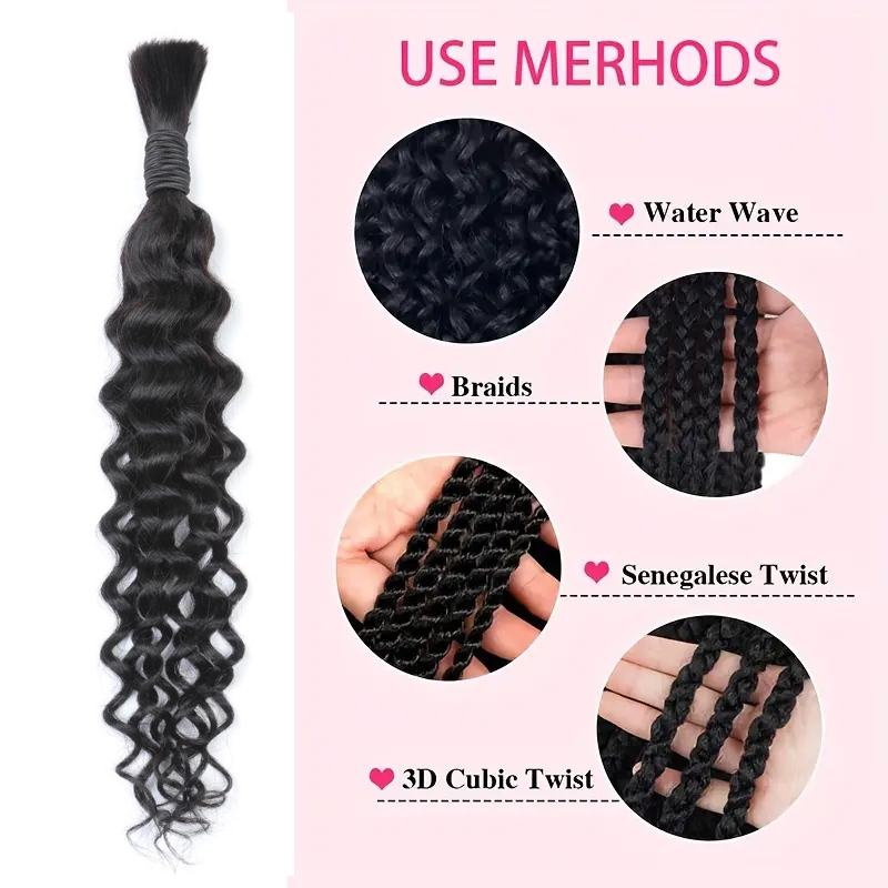 Boho Water Wave Human Hair for - Water Wave Bulk Human Hair For Braiding 评论和价格