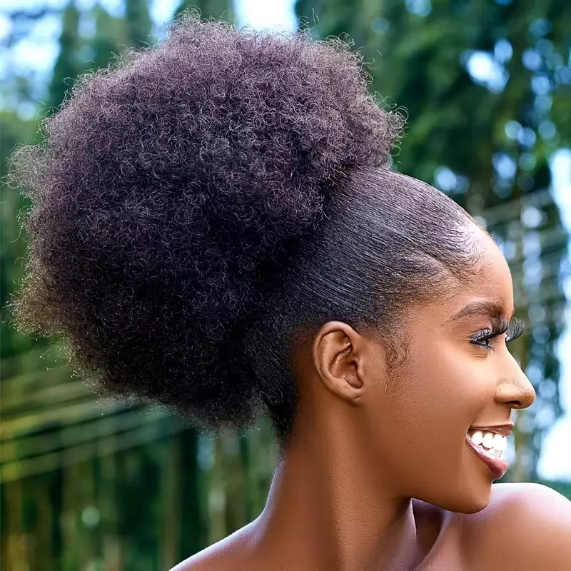 1pc Women's 10-Inch Afro Kinky - Drawstring Afro Curly Puff Ponytail 评论和价格