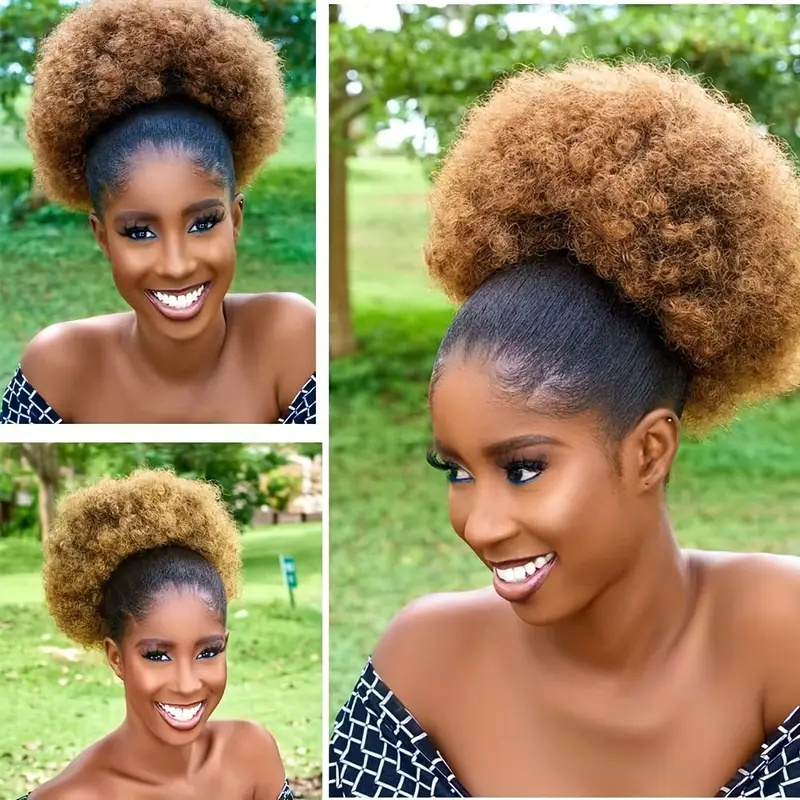 1pc Women's 10-Inch Afro Kinky - Drawstring Afro Curly Puff Ponytail 评论和价格