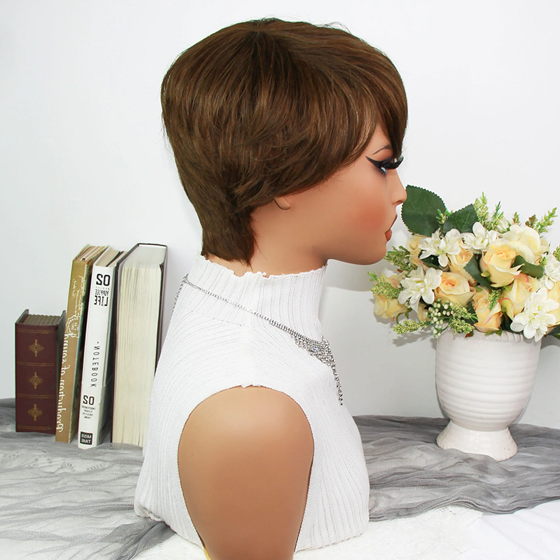 Chocolate Brown Pixie Cut Wigs - Short Pixie Cut Wig Human Hair Cheap 评论和价格