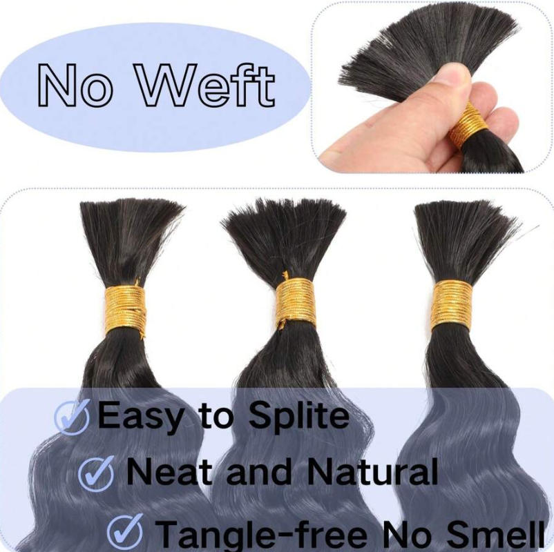 No Weft Human Braiding Hair Bu - Water Wave Bulk Human Hair For Braiding 评论和价格