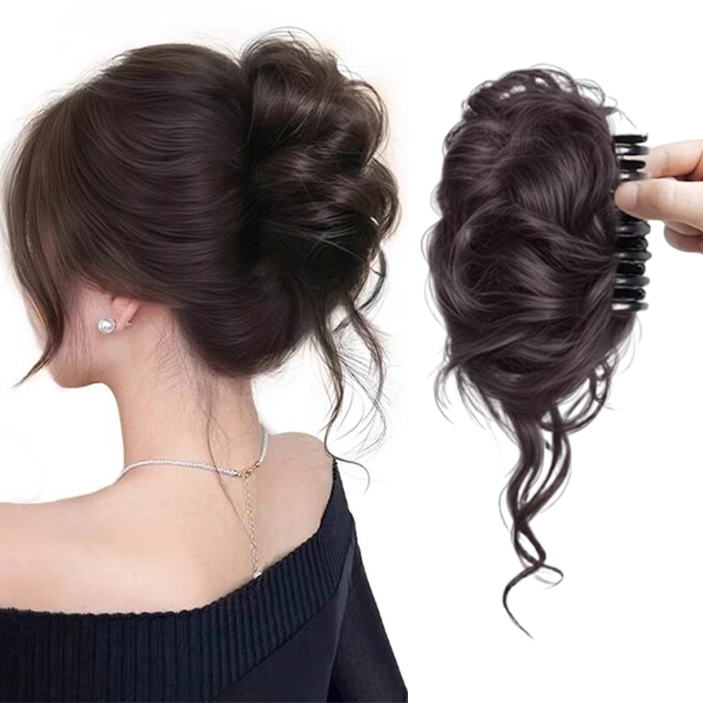 1pc Elegant Chignon Bun Extens - Claw Clip Messy Bun Hair Piece 评论和价格